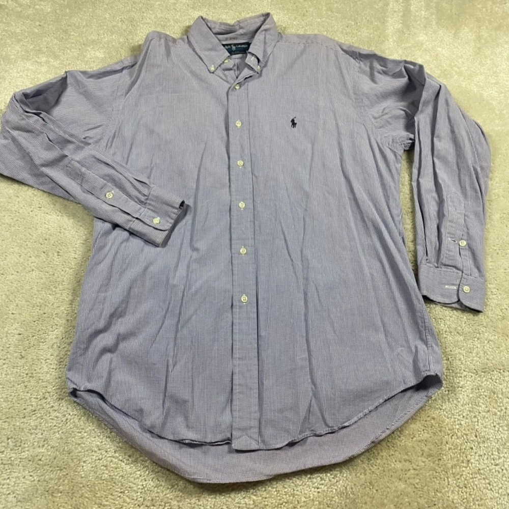 Polo Ralph Lauren Shirt Mens M Purple Gingham Check Cotton Button Down Blake